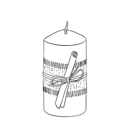 The candle is decorated with a cinnamon stickのイラスト素材