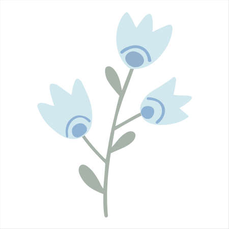 A simple field plant. A flower of a simplified minimalist shape. Childish vector illustration.のイラスト素材