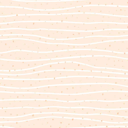 Seamless pattern with curvy stripes in waves on beige pastel background. For digital paper and textiles.のイラスト素材