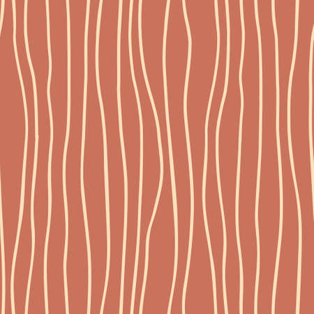 Seamless pattern with curvy stripes in waves on red brown background. For digital paper and textiles.のイラスト素材