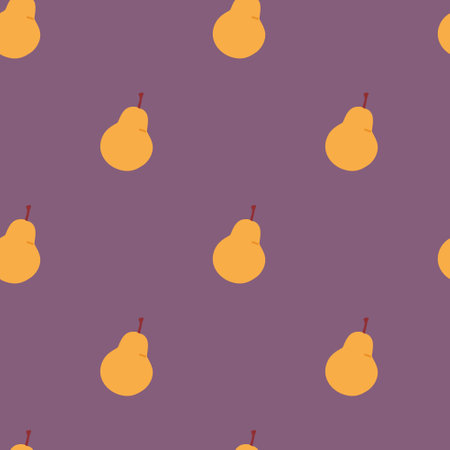 Seamless pattern with pears on purple background. Contemporary abstract flat design for decor covers paper. Cute vector illustration.のイラスト素材