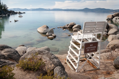 Beautiful landscape during winter time at the Lake Tahoe shore in Californiaの写真素材