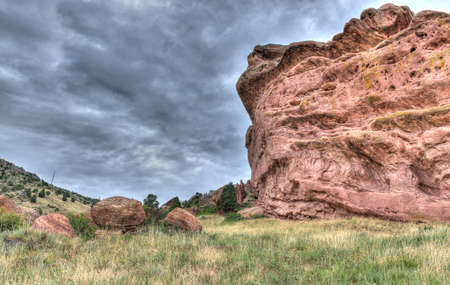 The Red Rocks Amphitheater lanscape formations  in Denver Coloradoの写真素材