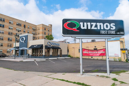 Denver, USA - July 27th, 2014  The Quiznos restaurant chain was founded in 1981 by Jimmy Lambatos and sold to Rick and Richard Schaden in 1991 On March 14, 2014, Quiznos filed for Chapter 11 Bankruptcy のeditorial素材