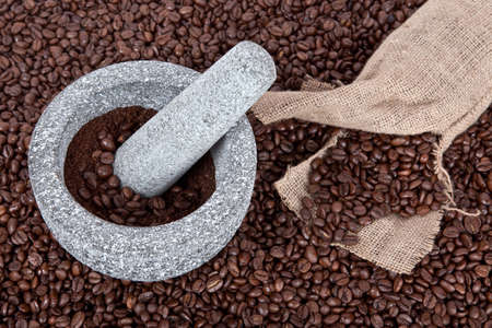 CloseUp of crushed coffee beansの写真素材