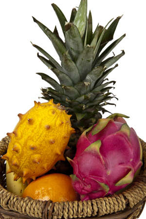 a basket with fresh fruitの写真素材