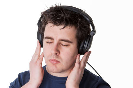 music will be best listened with headphonesの写真素材