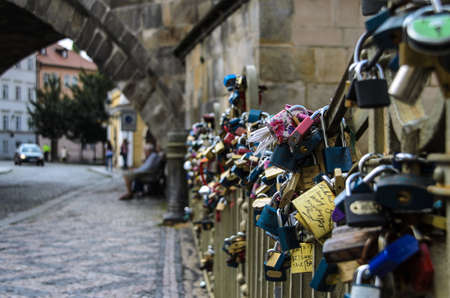 Love Locks at a bridgeの写真素材
