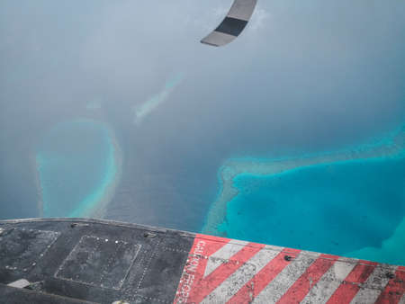 Flight with the Hydroplane at the Maldivesの写真素材