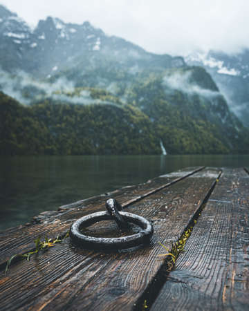 Dock at the K?nigssee near Berchtesgadenの写真素材