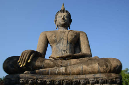 Sitting Buddha at Wat Mahathat in the Historical Park of Sukhothaiの写真素材