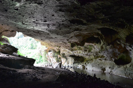 Entrance of a cave in Sagada, Philippinesの写真素材
