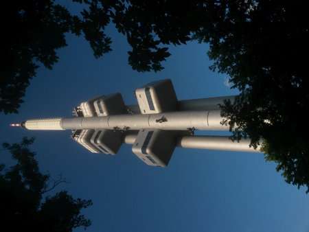 Futuristic television tower in Prague