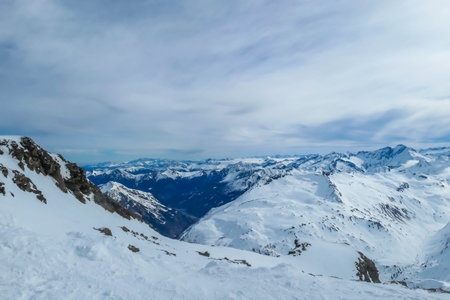 Beautiful and serene landscape of mountains covered with snow in Moelltaler Gletscher, Austria....