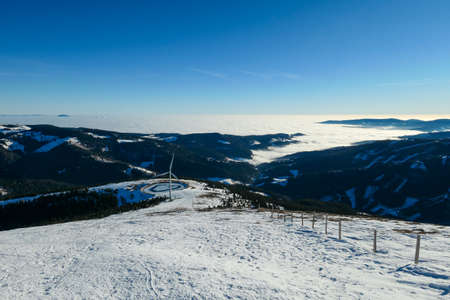 An early, wintery morning in the region of Stubalpe, Austria. The whole area is covered with powder...