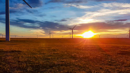 A field of wind turbines build on a vast pasture in Xilinhot in Inner Mongolia. Natural resources...