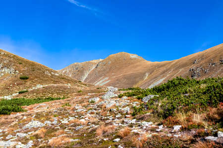 Panoramic view on summit of Seckauer Zinken in the Lower Tauern in Styria, Austria, Europe. Sunny...