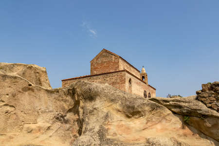 Ancient cave city of Uplistsikhe overlooking the Mtkvari river, in the Shida Kartli Region of Georgia, Caucasus, Eastern Europe. Church of the Prince at Uplistsikhe. Near Gori. Historical placeの写真素材
