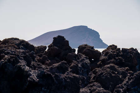 Panoramic early morning view on the Red Mountain (La Montana Roja) near Los Abrigos, Tenerife,...