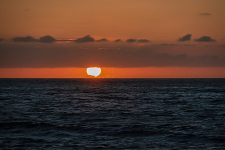 Scenic view during sunset from the beach Playa del Ingles in Valle Gran Rey, La Gomera, Canary...