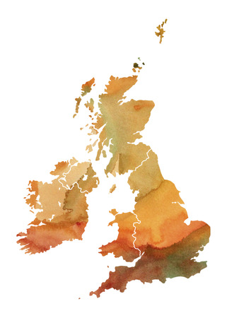 Great Britain Watercolor Mapの写真素材