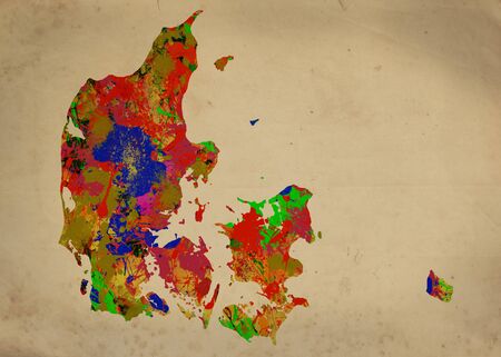 Watercolor Map of  Denmarkの写真素材