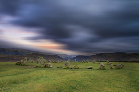 Castlerigg Stone Circle is situated near Keswick in the Lake District UKの写真素材
