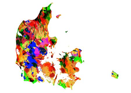 Watercolor Map of  Denmarkの写真素材