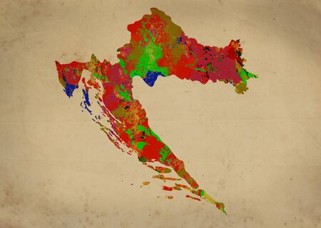 Watercolor Map of  Croatiaの写真素材