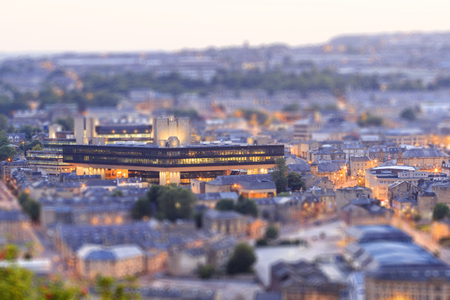 Halifax, England - august 12th, 2015: Halifax town centre at dusk with the lloyds bank halifax12th august, 2015 in Halifax in west Yorkshire, Englandのeditorial素材