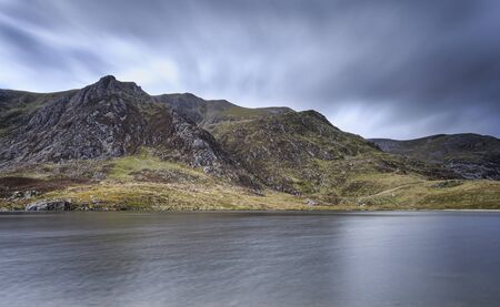 A lake in snowdonia national parkの写真素材