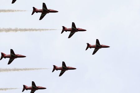 Elland, Halifax, West Yorkshire, UK 20th September, 2015. red arrows flying over Elland, local...