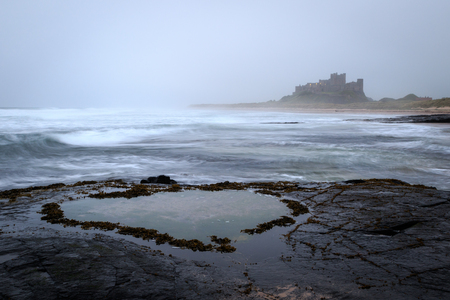 Bamburgh castle in northumbria , Long exposure.のeditorial素材