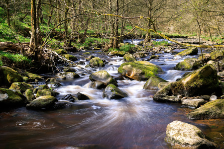 long exposure of water flowing over rocks in a stream
