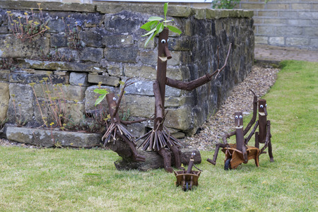 Norland, Halifax, West Yorkshire, UK 2nd September, 2016. Stick man, Norland Scarecrow Festival 2nd Sept - 5th Sept 2016. This year's theme is âbooksâThe Norland Scarecrow festival has been held every year since 2000 and raises money for the village のeditorial素材
