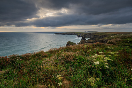 Sunset at Bedruthan steps, cornwall,  on the summer solstice 20th June 2016