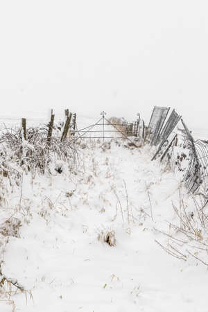 Snow covers the landscape, Yorkshire UKの写真素材