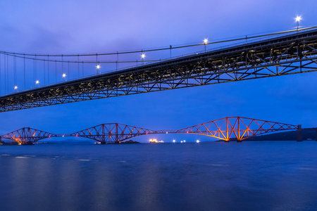 The Forth Road Bridge with the Forth Bridge in the background