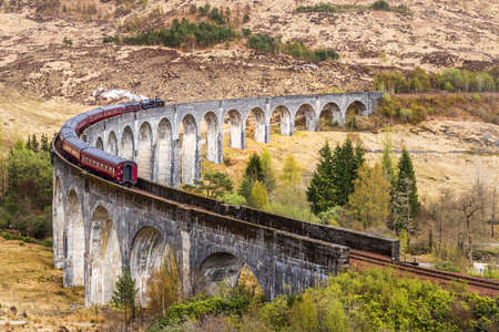 The Glenfinnan Viaduct is a railway viaduct on the West Highland Line in Glenfinnan, Inverness-shire, Scotlandの写真素材