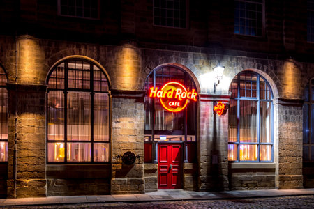 Hard Rock Cafe at night, Newcastle upon Tyne.の写真素材