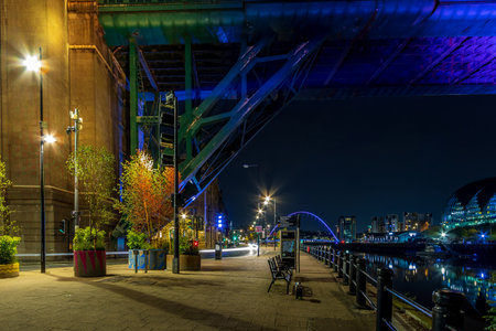 Newcastle upon Tyne view from under The Tyne Bridgeの写真素材