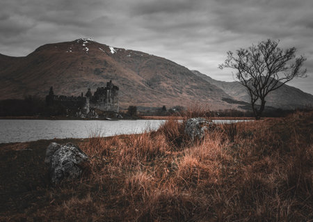 Kilchurn Castle, 15th century castle, Argyll and Bute, Scotlandの写真素材