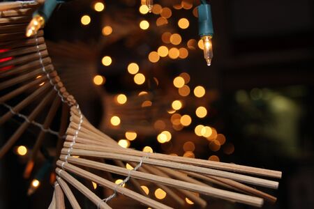 a mobile with twinkling lights