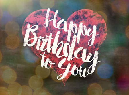words happy birthday to you written on blackboard with red heartの写真素材