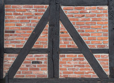 half-timbered brick wall backgroundの写真素材
