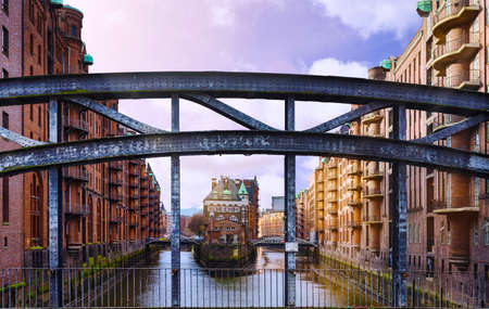 old warehouse district Speicherstadt in Hamburg, Germanyの写真素材