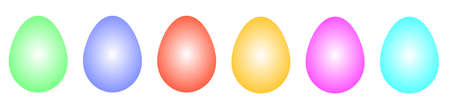 dyed easter eggs in different colors in a rowのイラスト素材