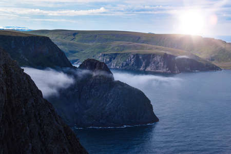 rough coastline at North Cape in Finnmark county, Norwayの写真素材
