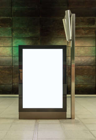 blank digital display advertisement billboard in subway stationの写真素材