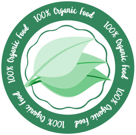 green organic or vegan food symbol with leafの写真素材